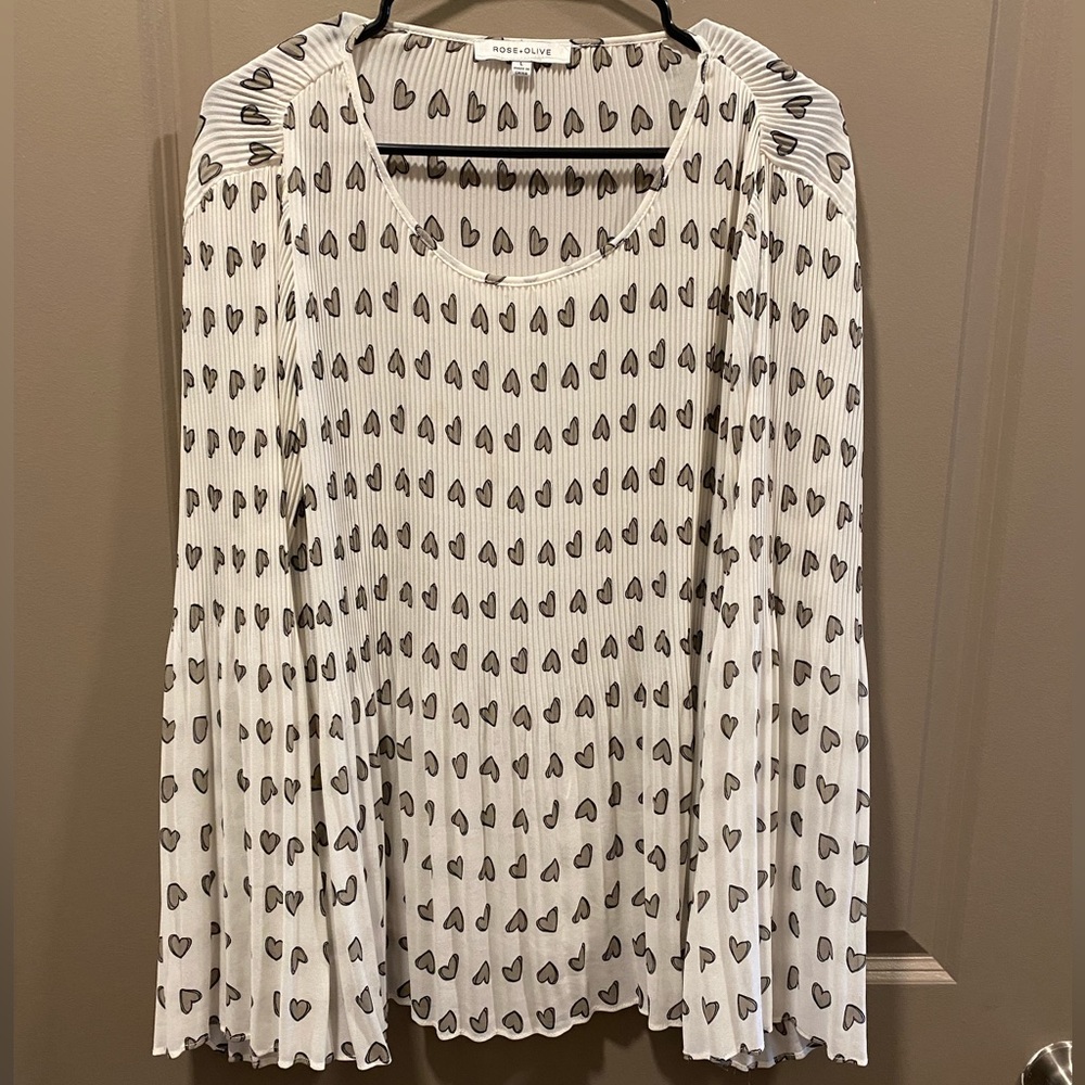 Pleated bell-sleeve blouse